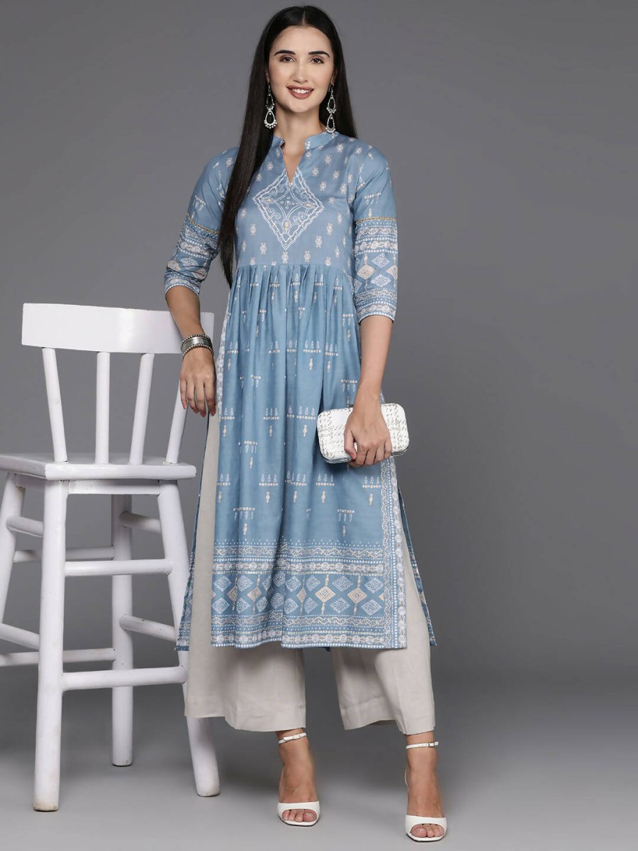 Ahalyaa Women's Traditional wear Kurta - Powder Blue - Distacart