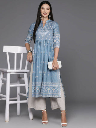 Ahalyaa Women's Traditional wear Kurta - Powder Blue - Distacart