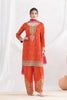 Aarshi Fashions Orange Chinon Wedding Suits - Distacart