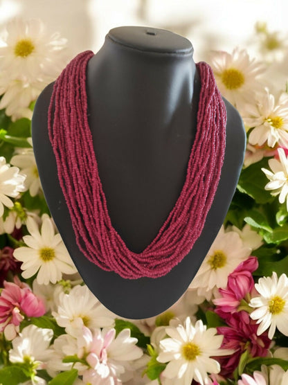Inhanns Handmade Beaded Multilayer Necklace, 20 Layers - Wine - Distacart
