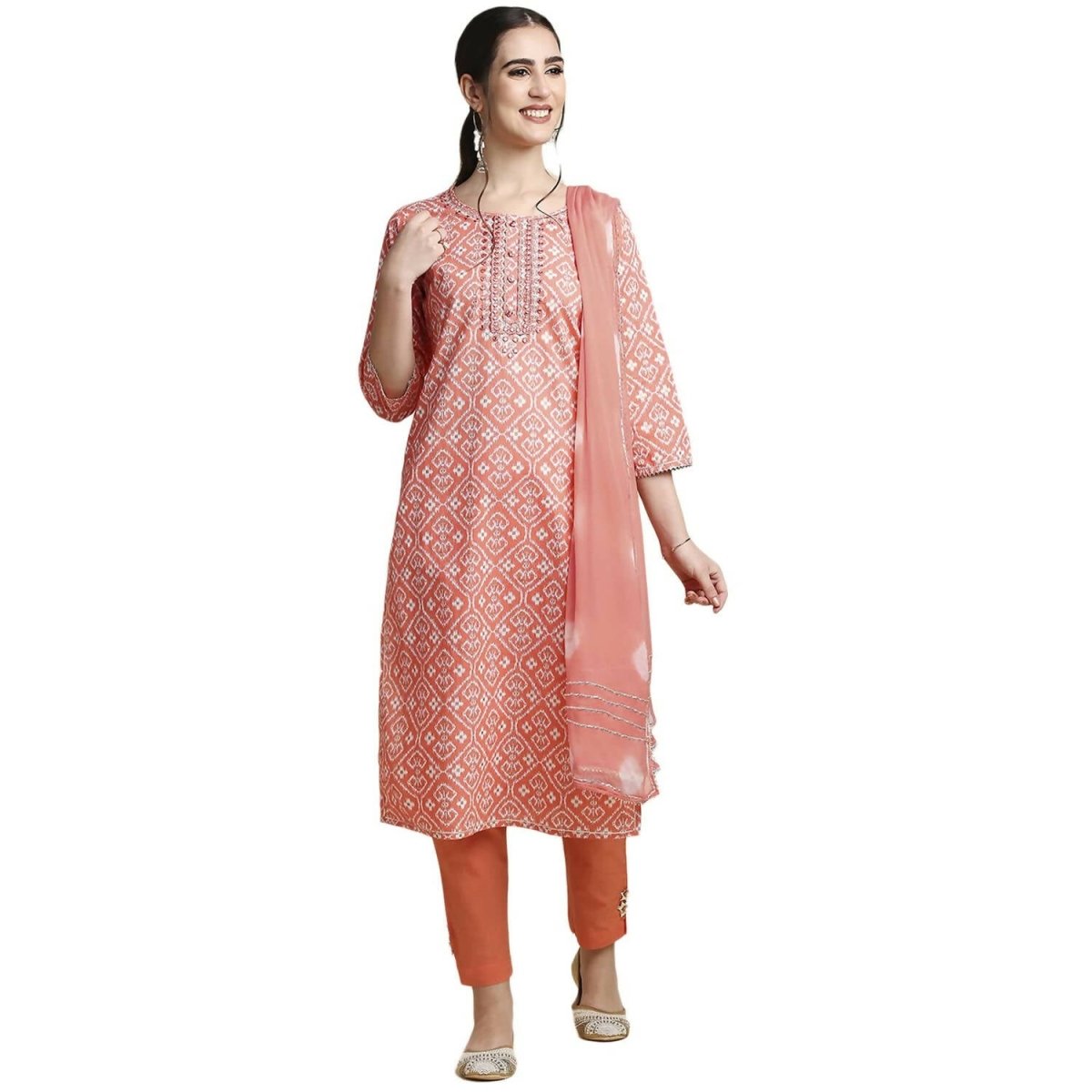 Anubhutee Women's Cotton Regular Orange Kurta - Distacart