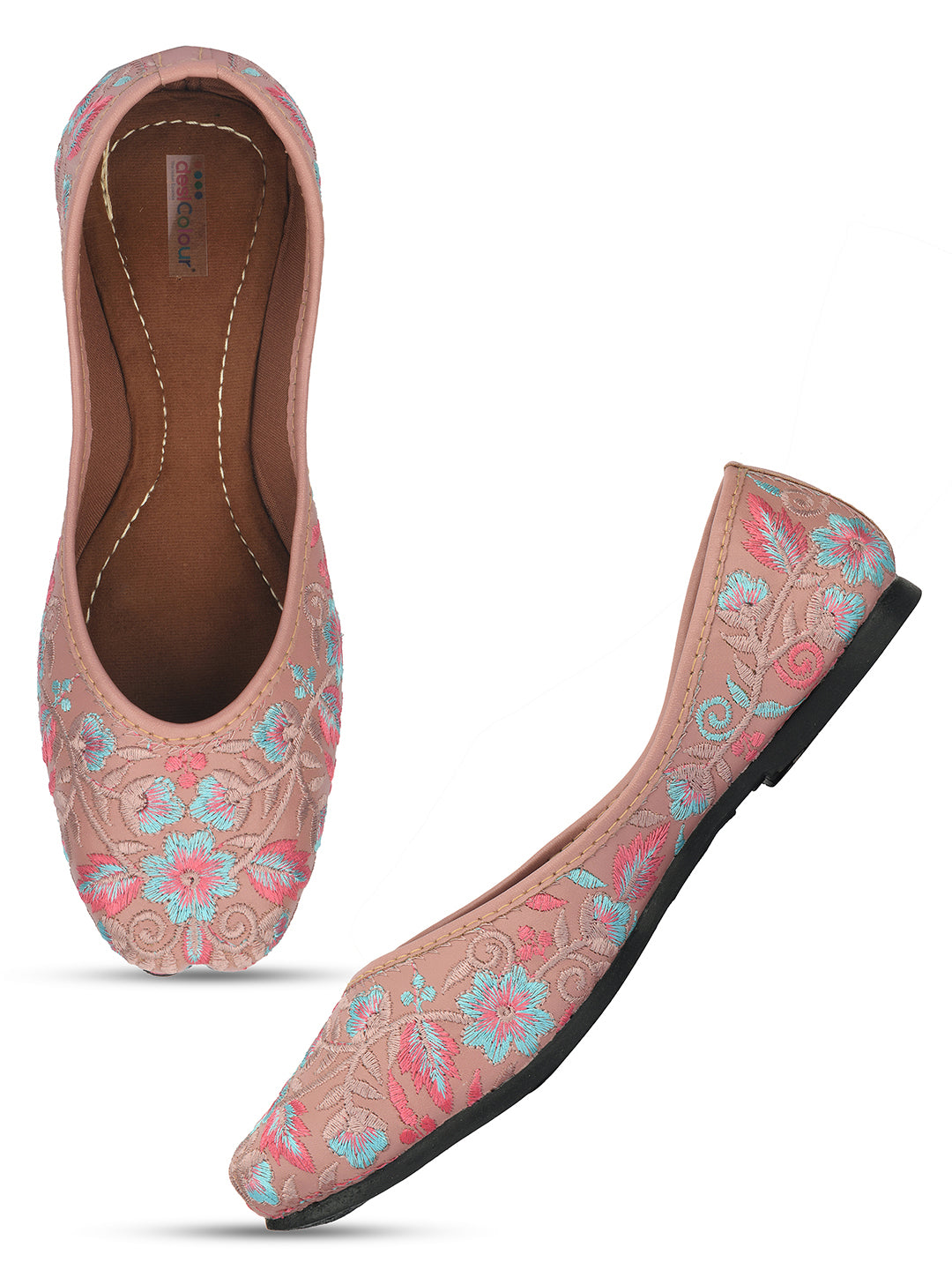 Desi Colour Women Indian Ethnic Footwear-Ultra Comfortable -Peach - Distacart
