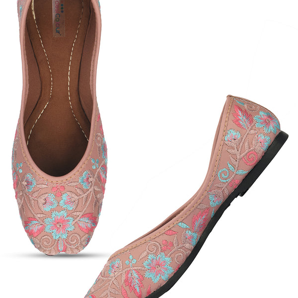 Desi Colour Women Indian Ethnic Footwear-Ultra Comfortable -Peach - Distacart