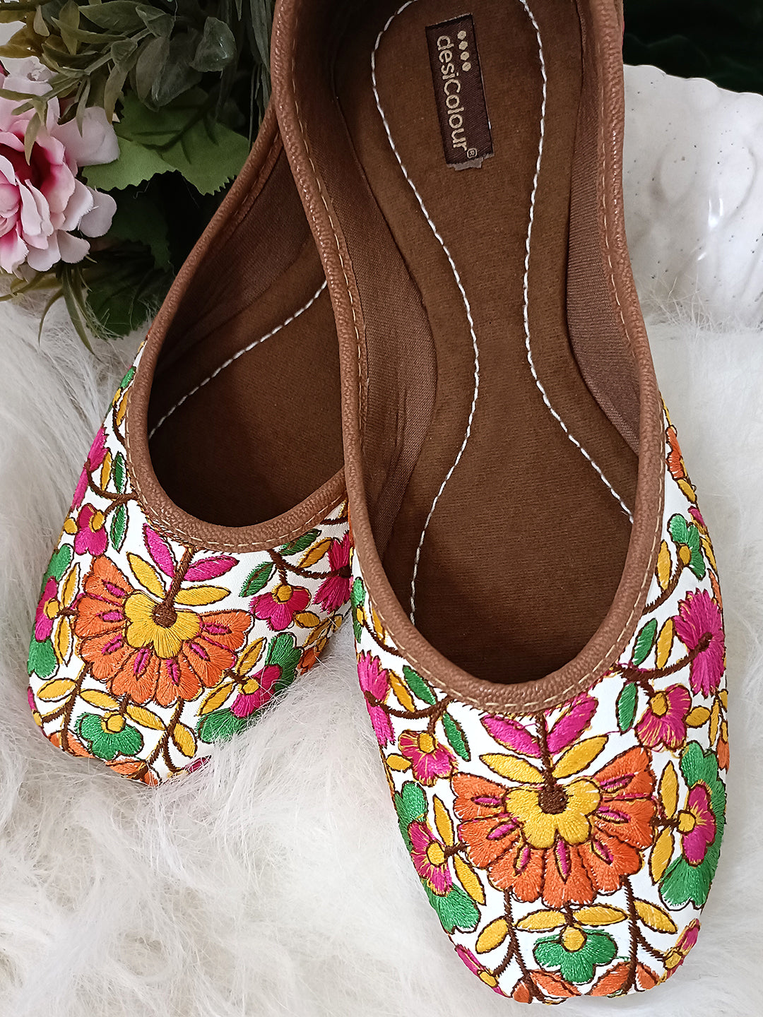 Desi Colour Women Indian Ethnic Footwear-Cushioned Multicolour - Distacart