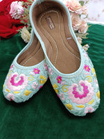 Thumbnail for Desi Colour Women Indian Ethnic Footwear-Cushioned -Sea Green - Distacart