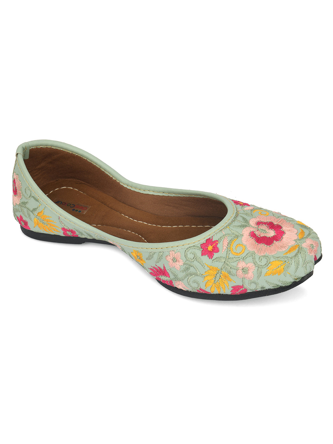 Desi Colour Women Indian Ethnic Footwear-Cushioned -Sea Green - Distacart