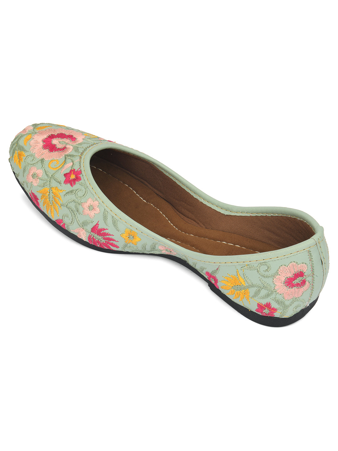 Desi Colour Women Indian Ethnic Footwear-Cushioned -Sea Green - Distacart