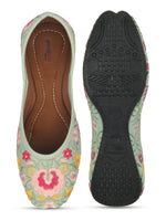 Thumbnail for Desi Colour Women Indian Ethnic Footwear-Cushioned -Sea Green - Distacart