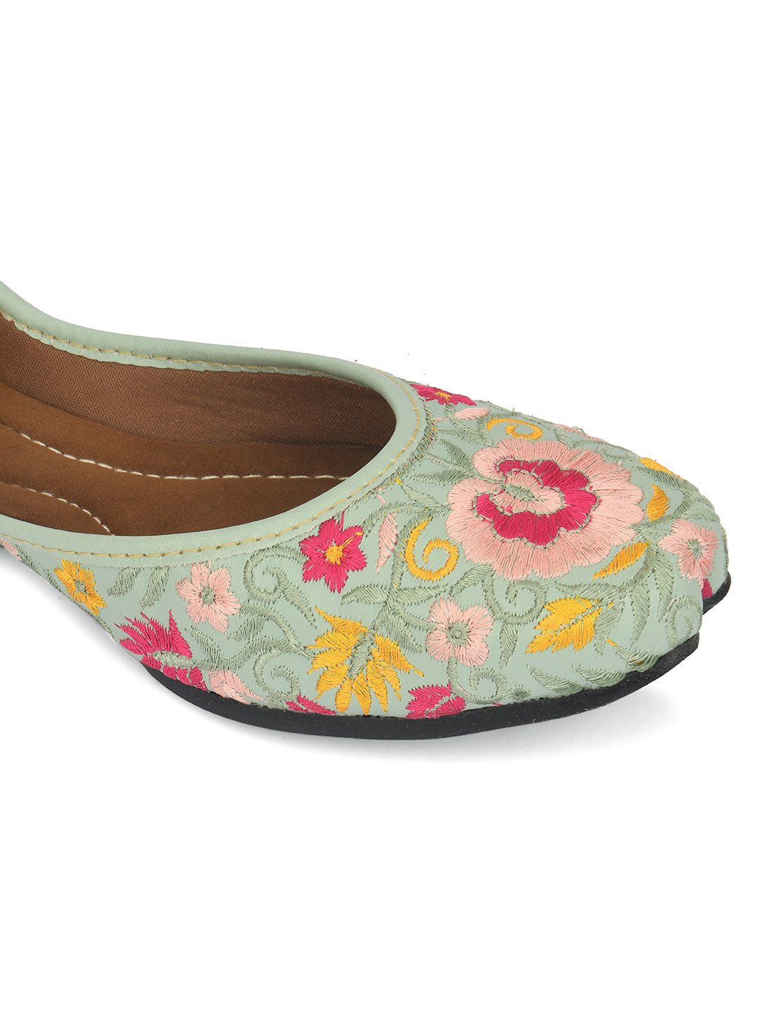 Desi Colour Women Indian Ethnic Footwear-Cushioned -Sea Green - Distacart