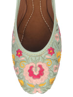Thumbnail for Desi Colour Women Indian Ethnic Footwear-Cushioned -Sea Green - Distacart