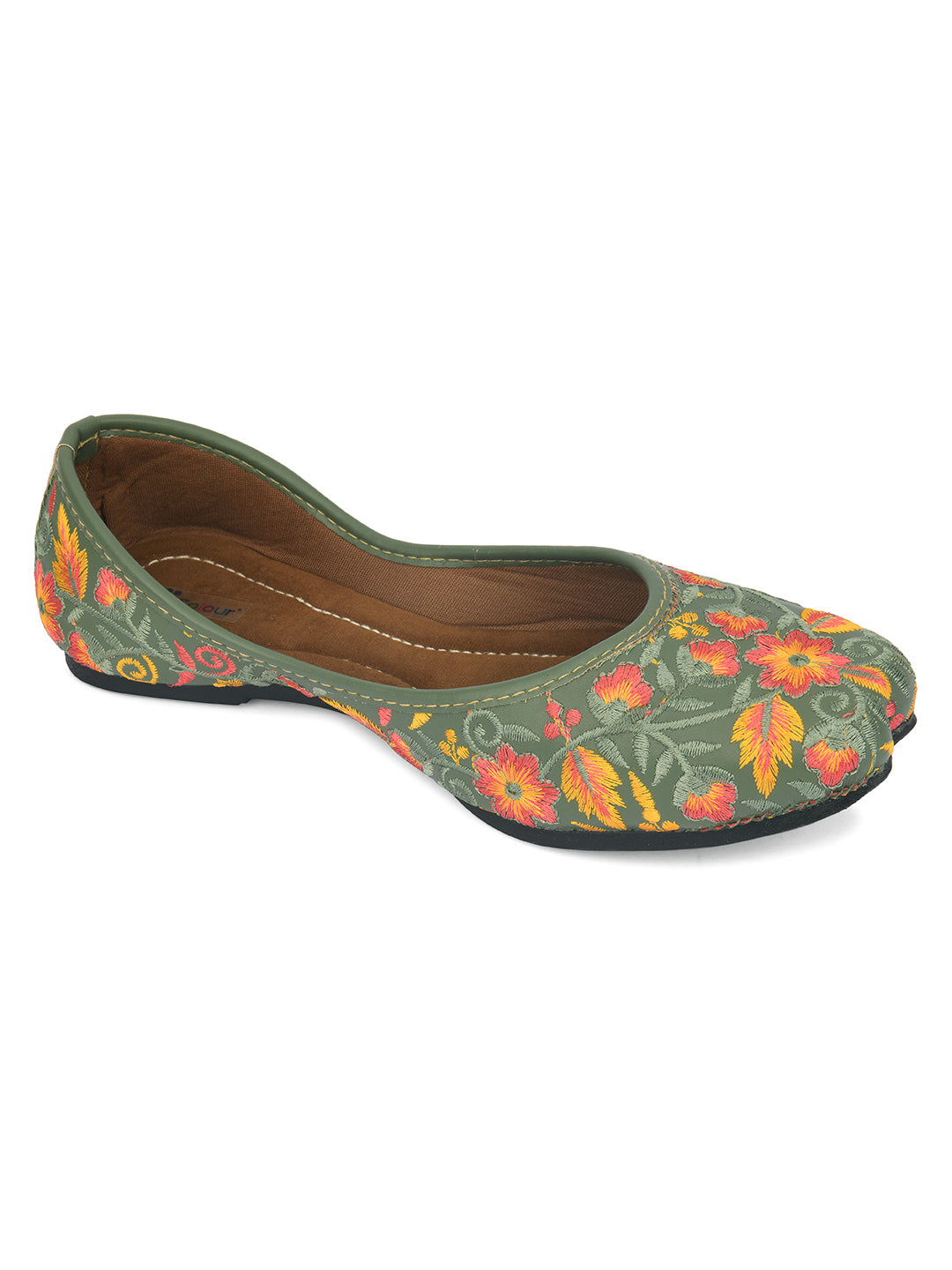 Desi Colour Women Indian Ethnic Footwear-Cushioned -Green - Distacart