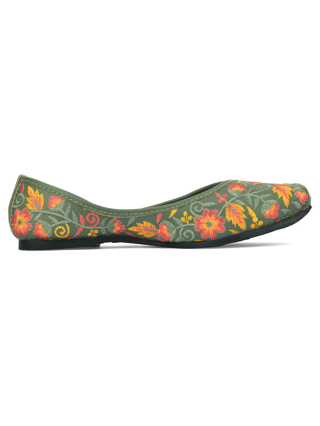 Desi Colour Women Indian Ethnic Footwear-Cushioned -Green - Distacart