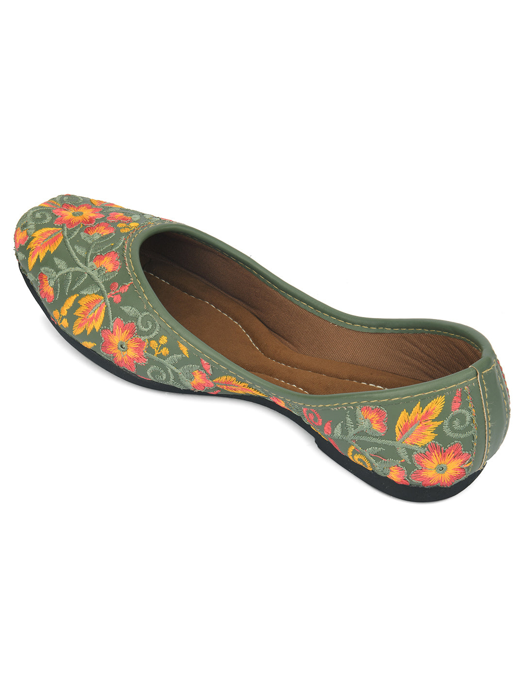 Desi Colour Women Indian Ethnic Footwear-Cushioned -Green - Distacart