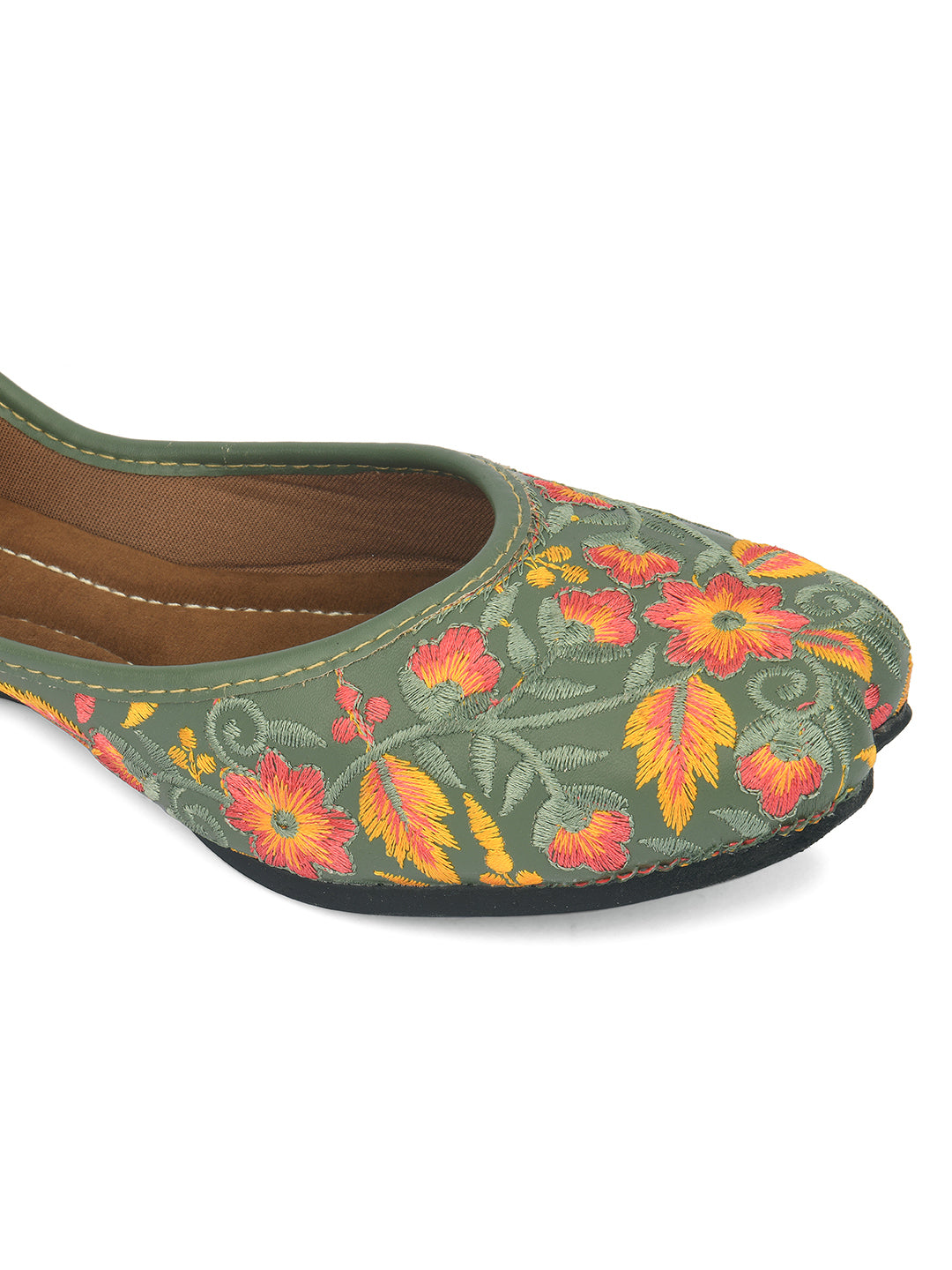 Desi Colour Women Indian Ethnic Footwear-Cushioned -Green - Distacart