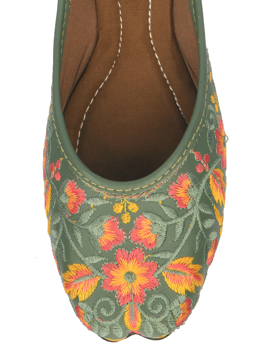 Desi Colour Women Indian Ethnic Footwear-Cushioned -Green - Distacart