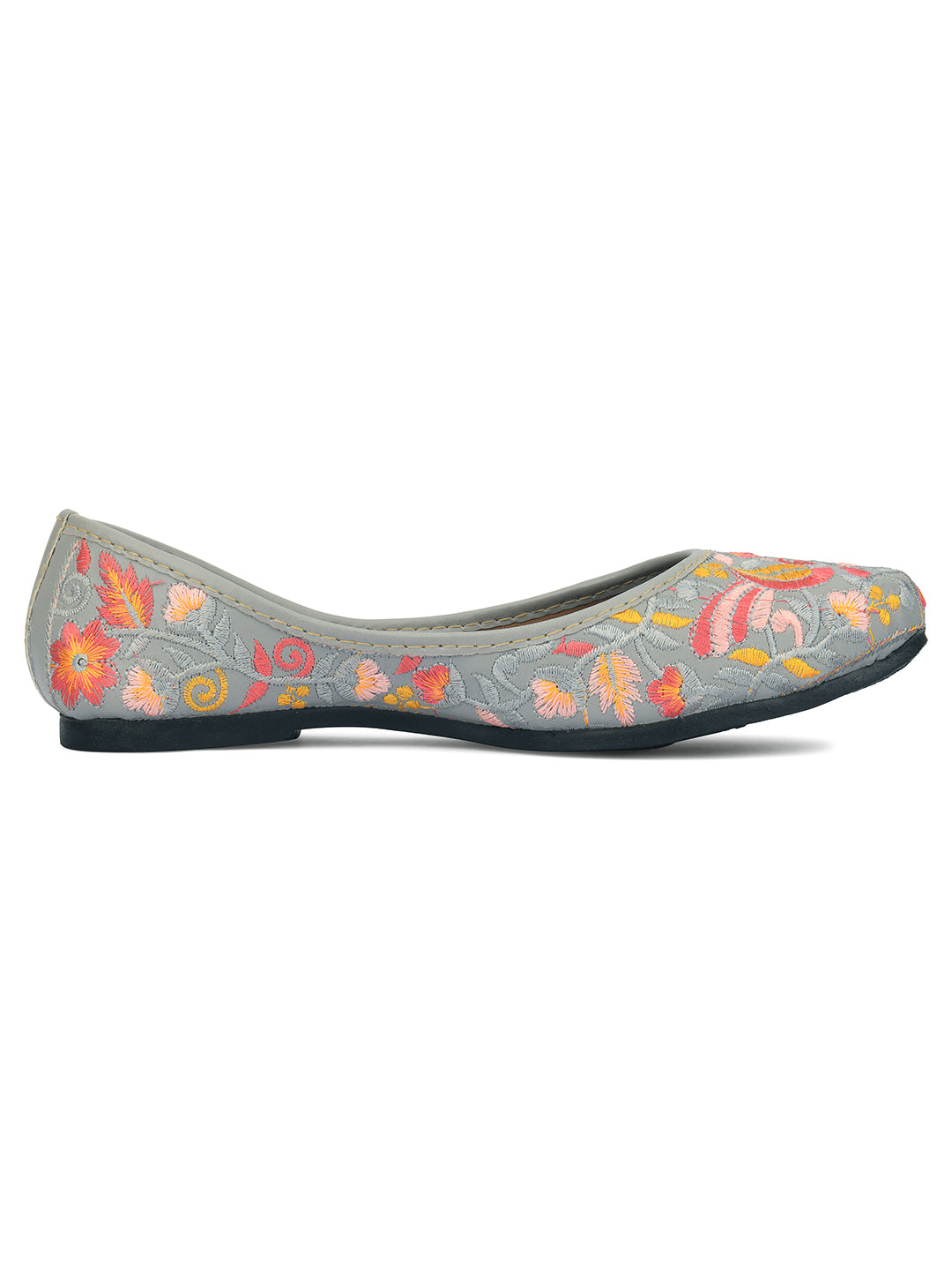 Desi Colour Women Indian Ethnic Footwear-Cushioned -Grey - Distacart