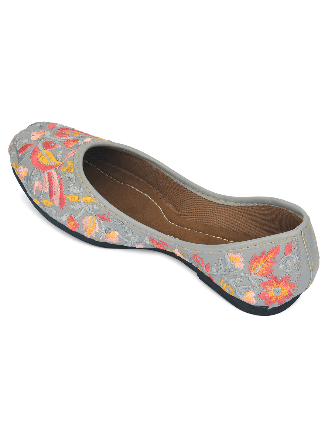 Desi Colour Women Indian Ethnic Footwear-Cushioned -Grey - Distacart