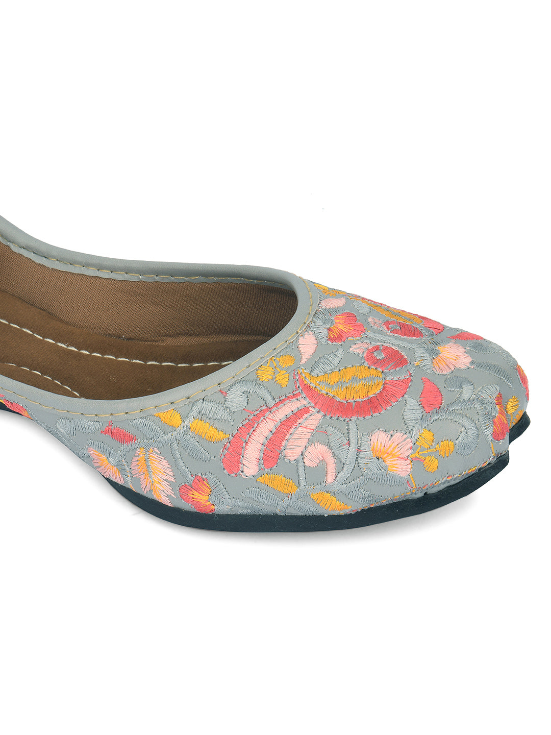 Desi Colour Women Indian Ethnic Footwear-Cushioned -Grey - Distacart