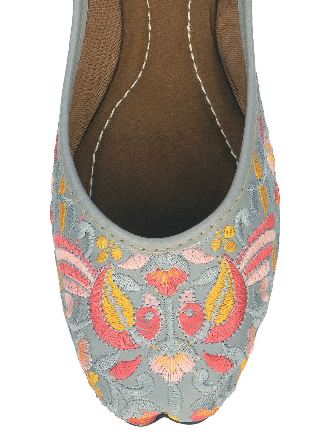 Desi Colour Women Indian Ethnic Footwear-Cushioned -Grey - Distacart