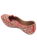 Thumbnail for Desi Colour Women Indian Ethnic Footwear-Cushioned Embroidered Ruby - Distacart