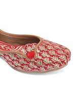 Thumbnail for Desi Colour Women Indian Ethnic Footwear-Cushioned Embroidered Ruby - Distacart