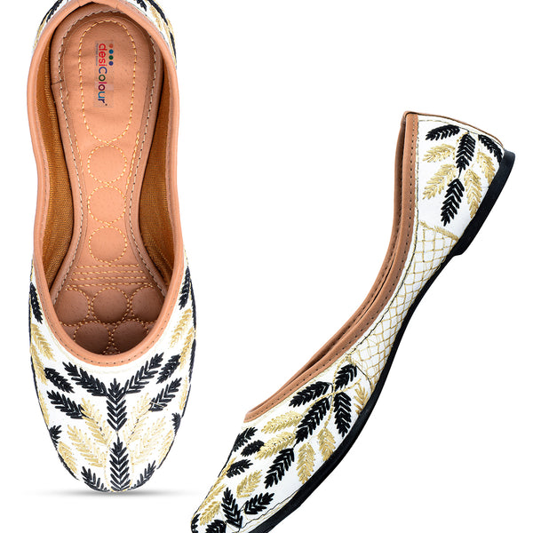 Desi Colour Women Indian Ethnic Footwear-Black Leaves - Distacart