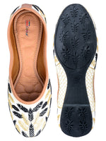 Thumbnail for Desi Colour Women Indian Ethnic Footwear-Black Leaves - Distacart