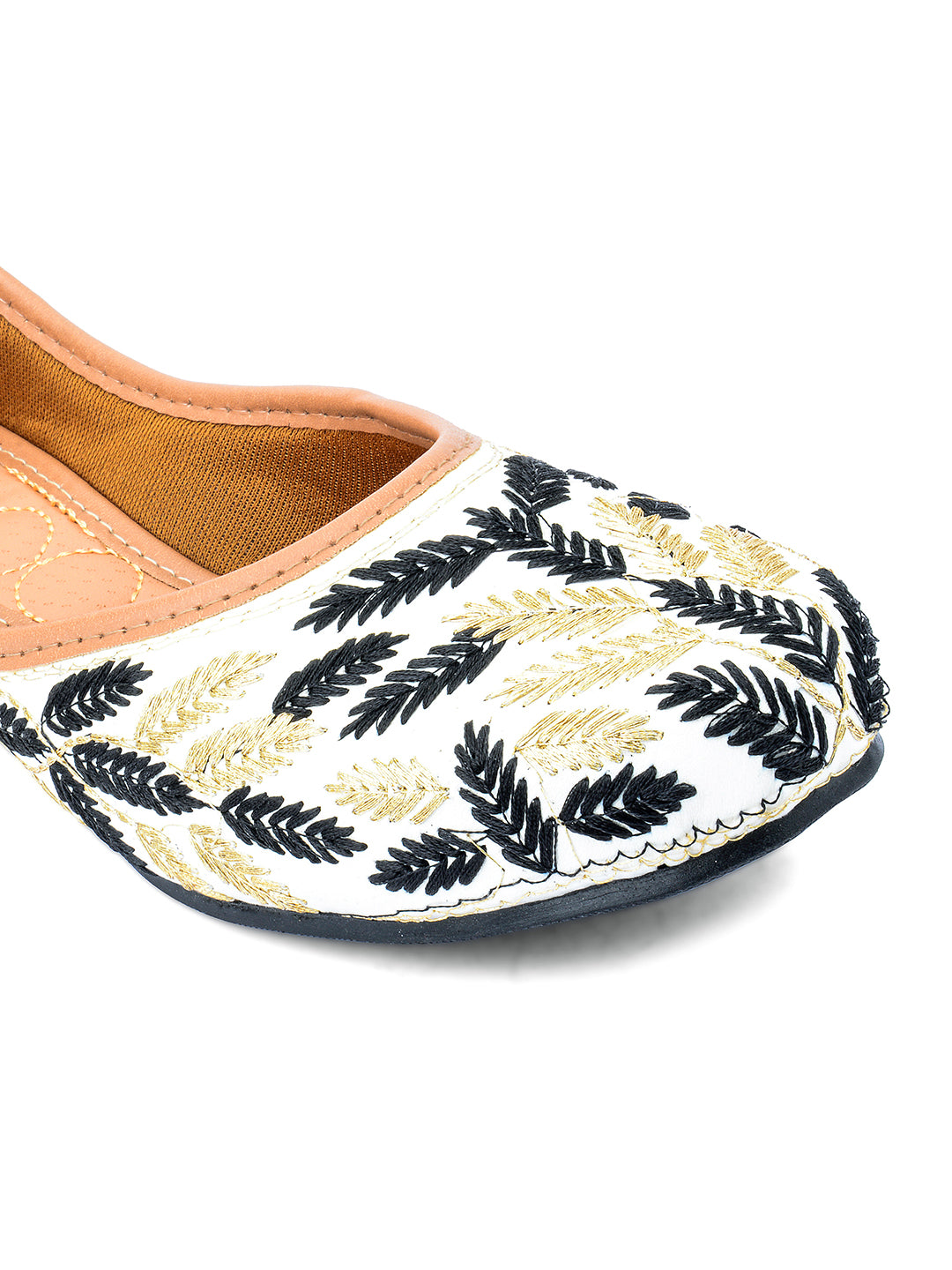 Desi Colour Women Indian Ethnic Footwear-Black Leaves - Distacart