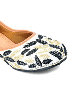 Thumbnail for Desi Colour Women Indian Ethnic Footwear-Black Leaves - Distacart