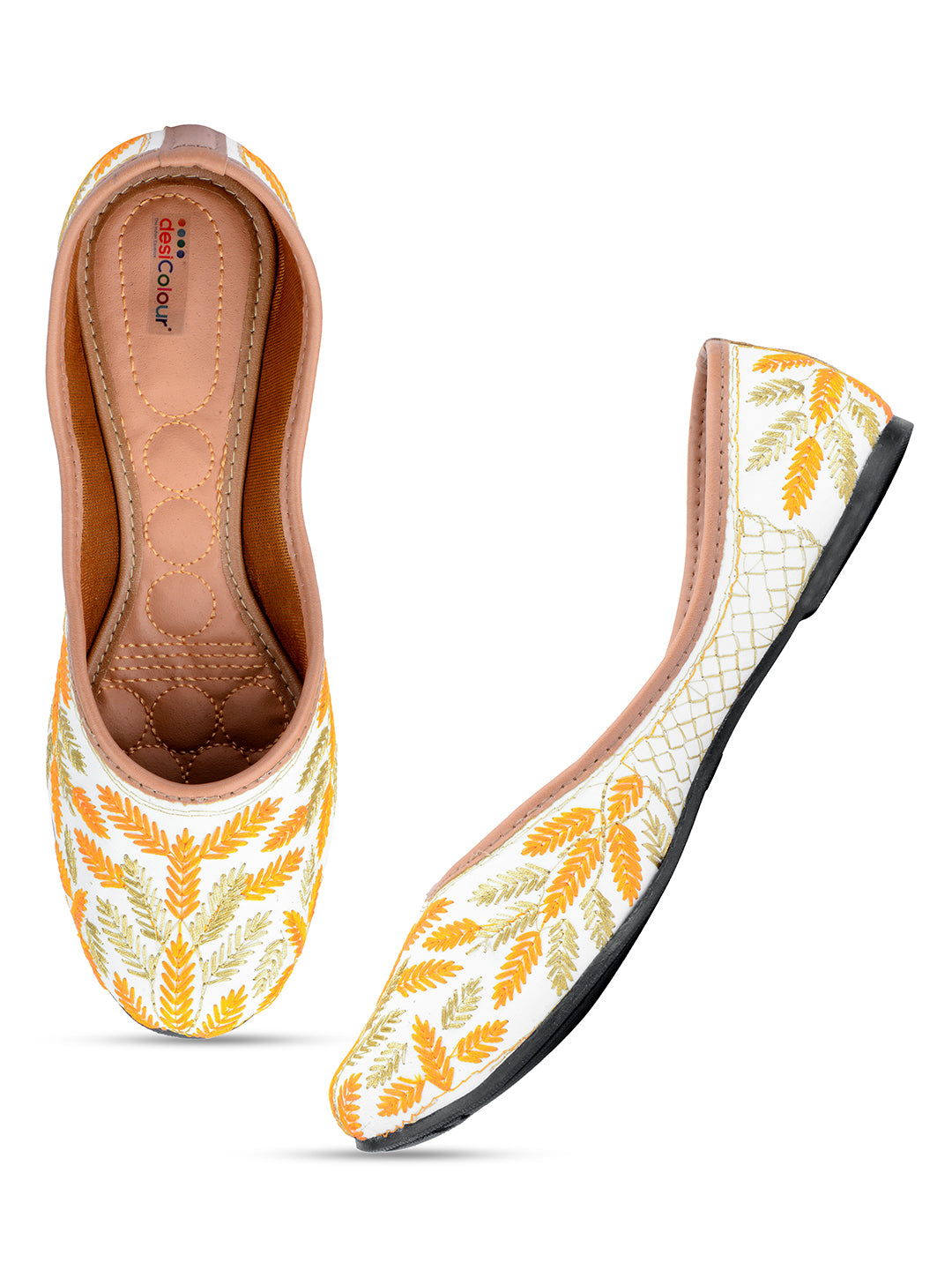 Desi Colour Women Indian Ethnic Footwear-Yellow Leaves - Distacart