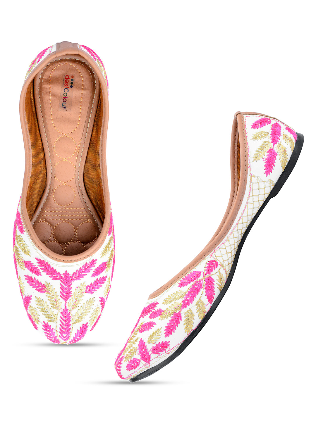 Desi Colour Women Indian Ethnic Footwear-Pink Leaves - Distacart