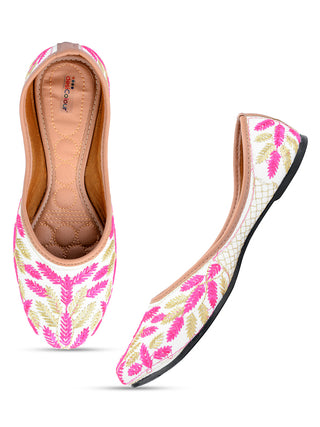 Desi Colour Women Indian Ethnic Footwear-Pink Leaves - Distacart