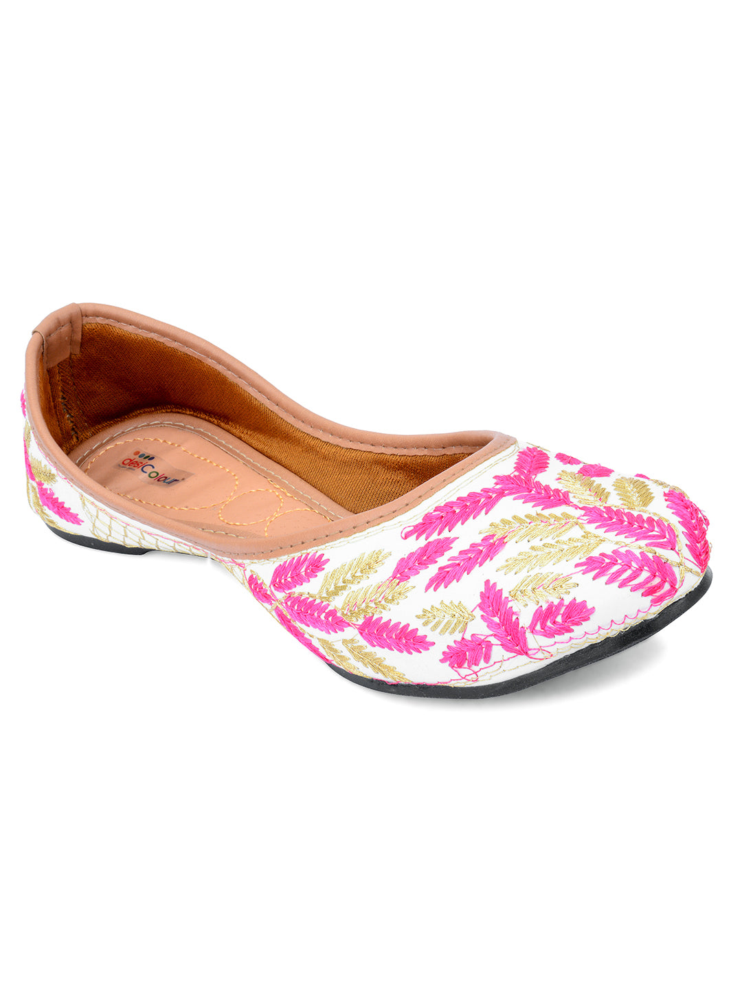 Desi Colour Women Indian Ethnic Footwear-Pink Leaves - Distacart
