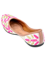 Thumbnail for Desi Colour Women Indian Ethnic Footwear-Pink Leaves - Distacart
