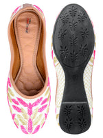 Thumbnail for Desi Colour Women Indian Ethnic Footwear-Pink Leaves - Distacart