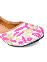 Thumbnail for Desi Colour Women Indian Ethnic Footwear-Pink Leaves - Distacart