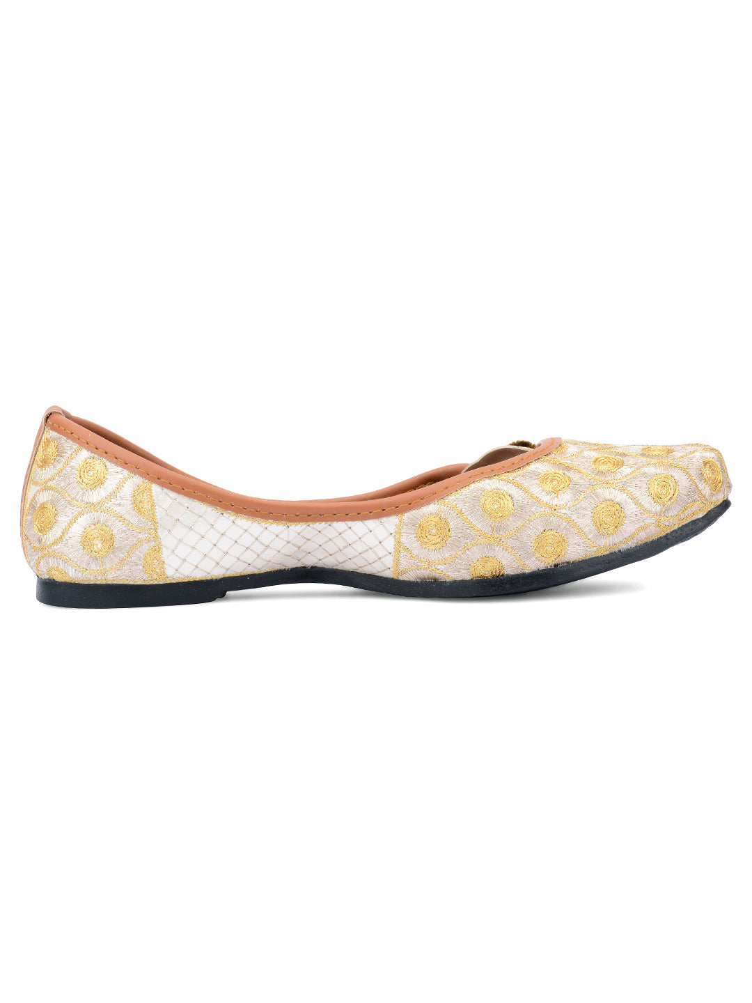 Desi Colour Women Indian Ethnic Footwear-Gold Side Flip-1 - Distacart