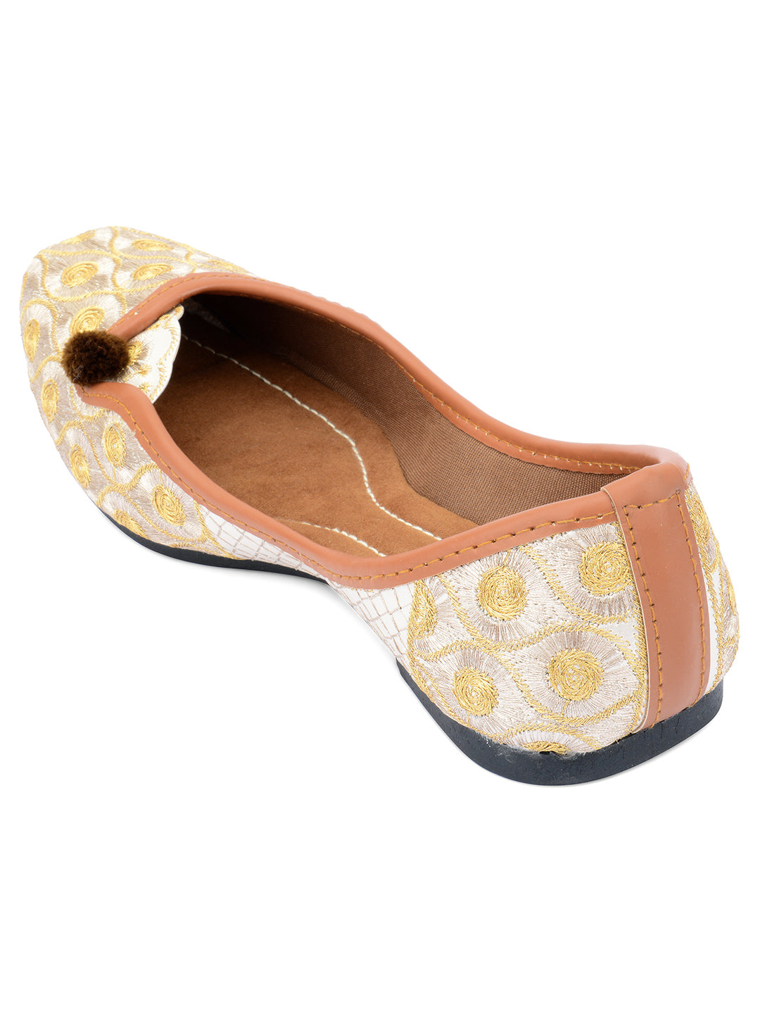 Desi Colour Women Indian Ethnic Footwear-Gold Side Flip-1 - Distacart