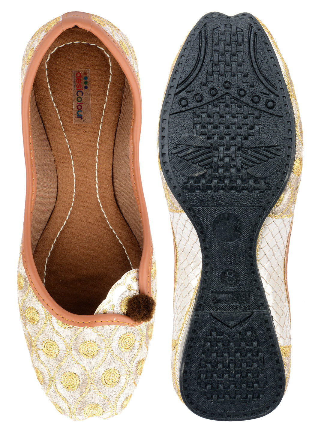 Desi Colour Women Indian Ethnic Footwear-Gold Side Flip-1 - Distacart
