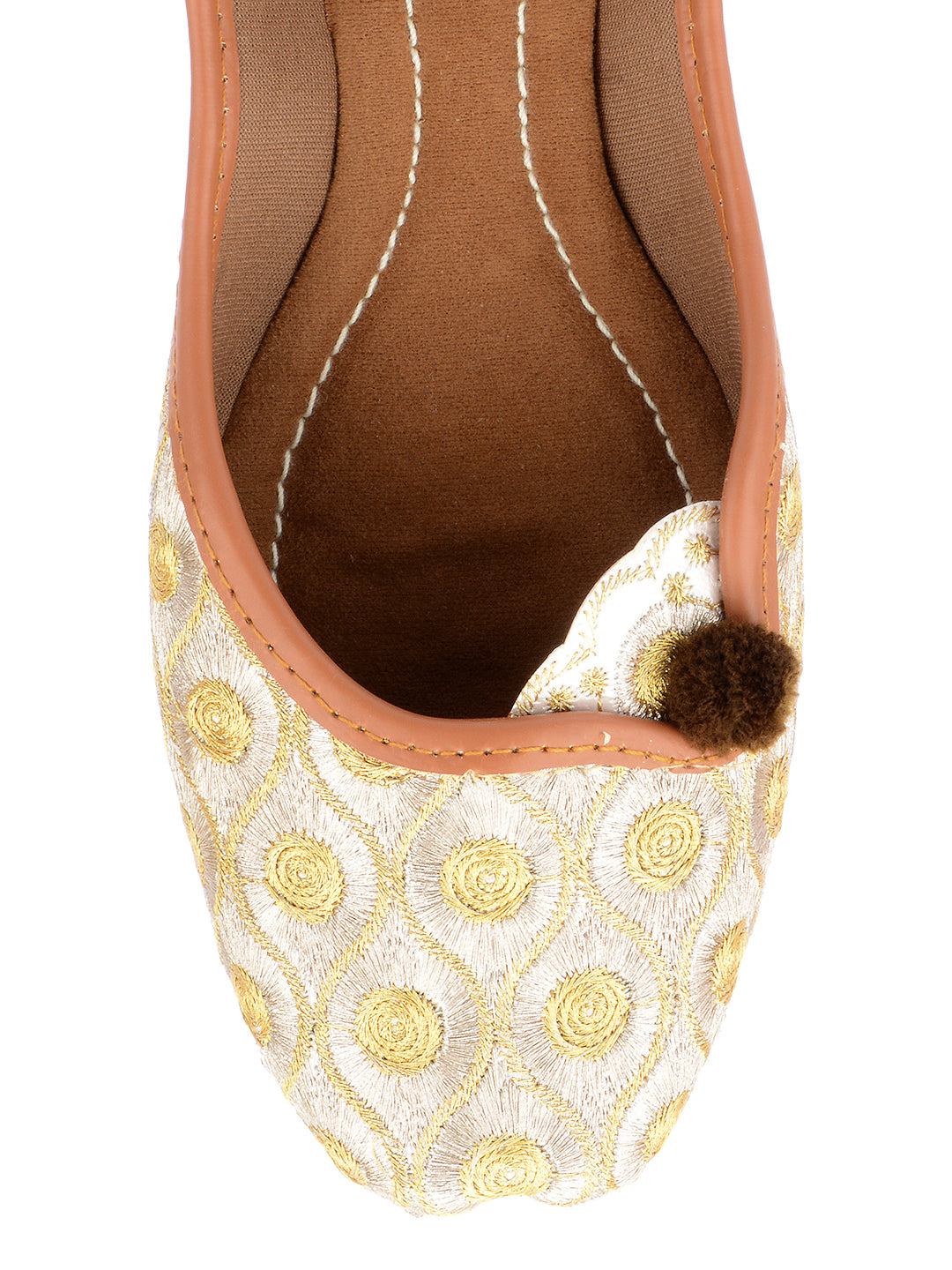 Desi Colour Women Indian Ethnic Footwear-Gold Side Flip-1 - Distacart