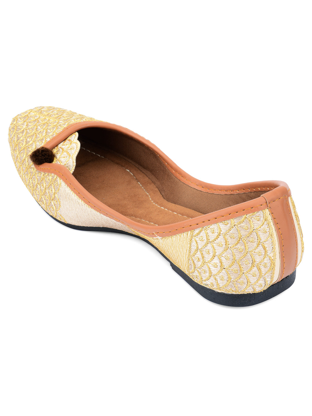 Desi Colour Women Indian Ethnic Footwear-Gold Side Flip-2 - Distacart