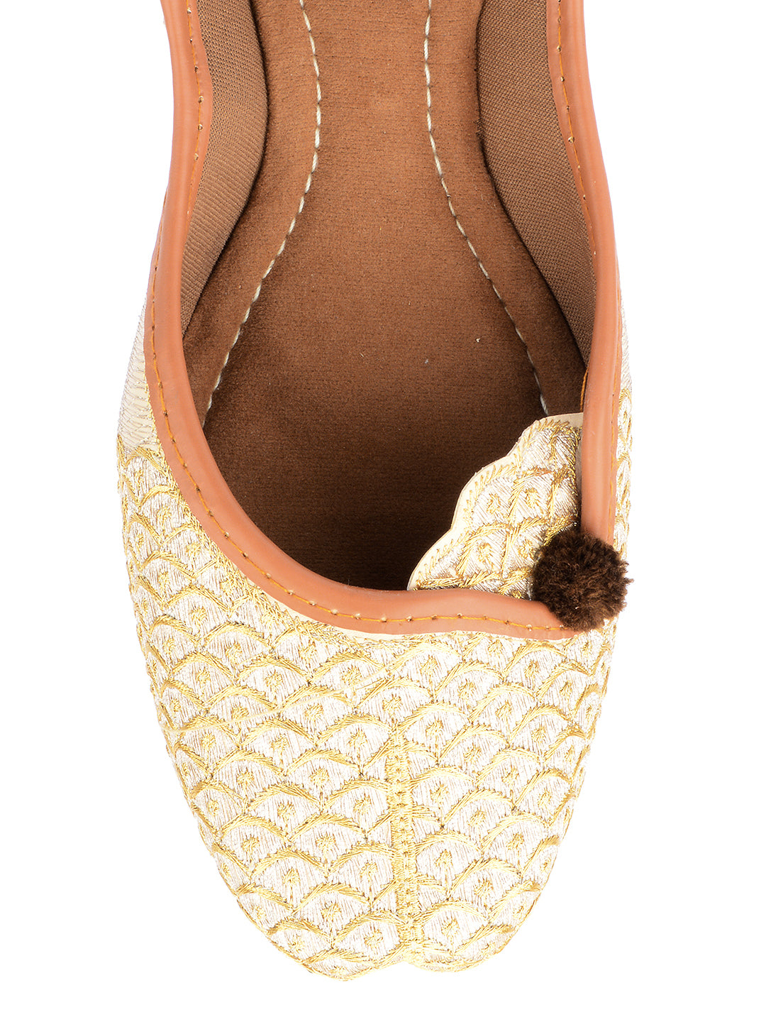 Desi Colour Women Indian Ethnic Footwear-Gold Side Flip-2 - Distacart