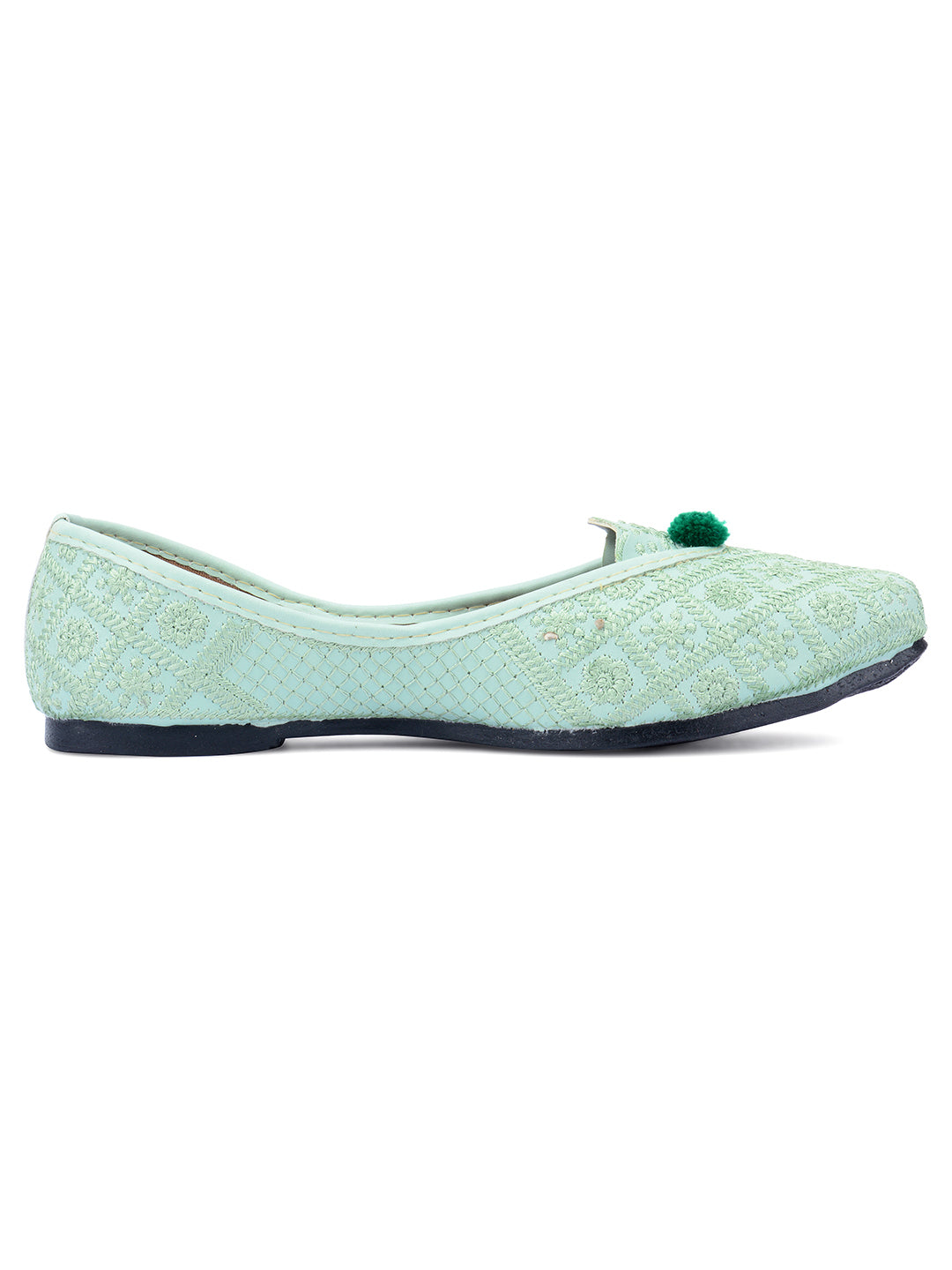 Desi Colour Women Indian Ethnic Footwear-Sea Green Front Flip - Distacart