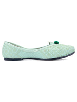 Thumbnail for Desi Colour Women Indian Ethnic Footwear-Sea Green Front Flip - Distacart