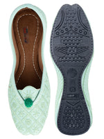 Thumbnail for Desi Colour Women Indian Ethnic Footwear-Sea Green Front Flip - Distacart