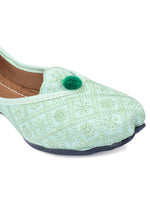 Thumbnail for Desi Colour Women Indian Ethnic Footwear-Sea Green Front Flip - Distacart
