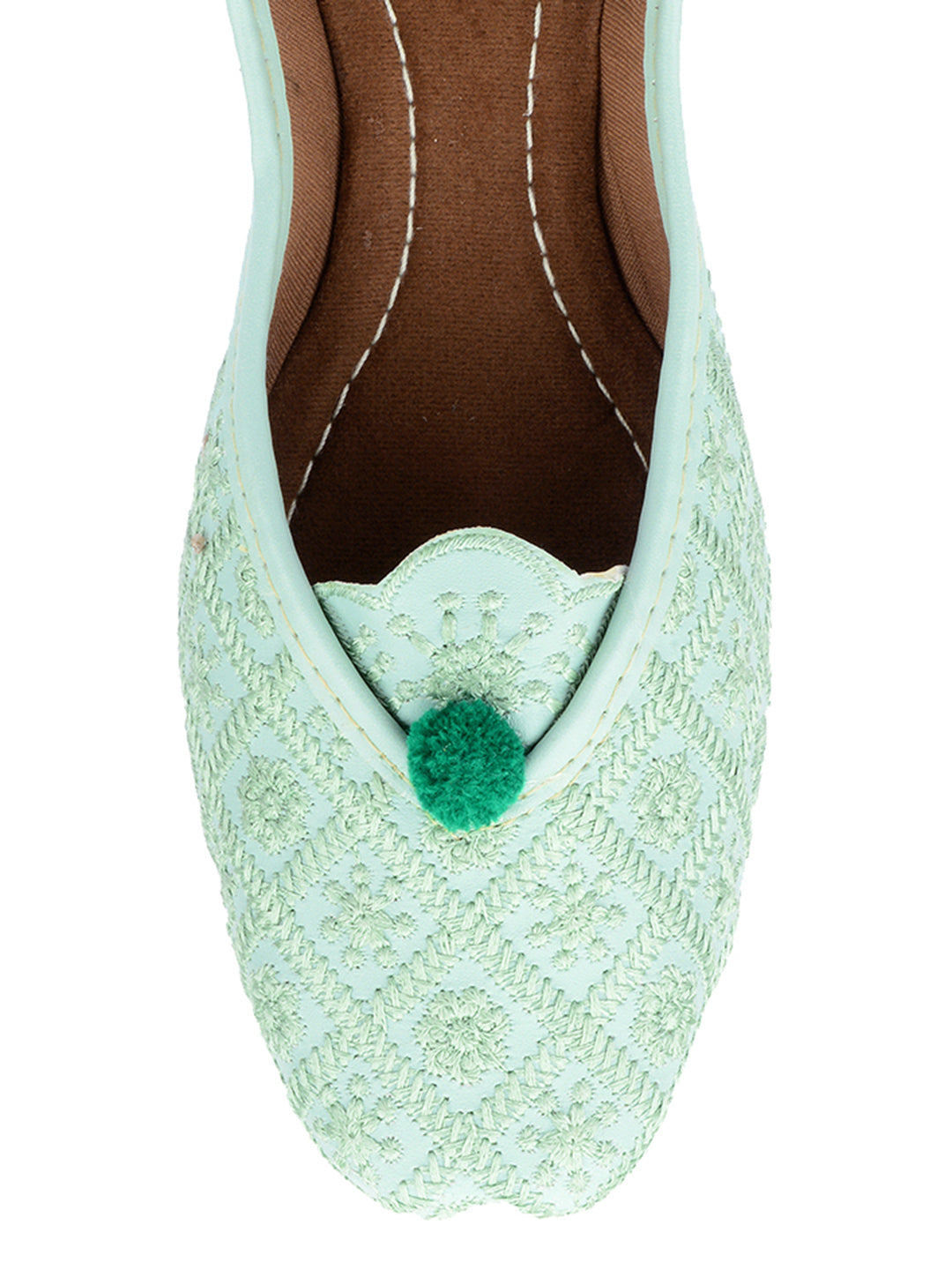 Desi Colour Women Indian Ethnic Footwear-Sea Green Front Flip - Distacart