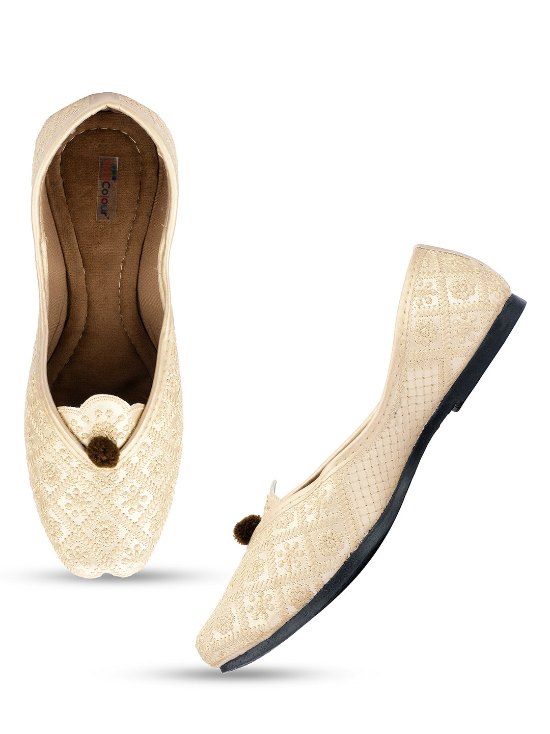 Desi Colour Women Indian Ethnic Footwear-Gold Front Flip - Distacart