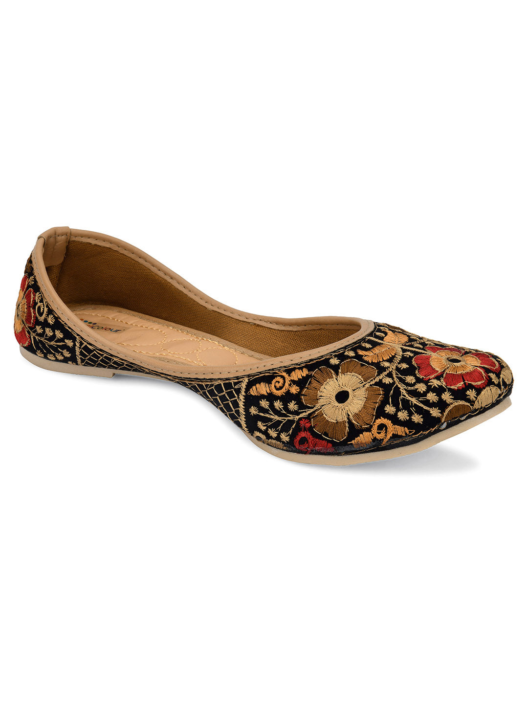 Desi Colour Women Indian Ethnic Footwear-Black Thread Work 1 - Distacart