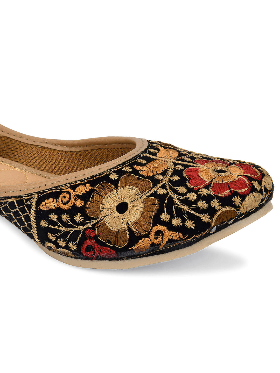 Desi Colour Women Indian Ethnic Footwear-Black Thread Work 1